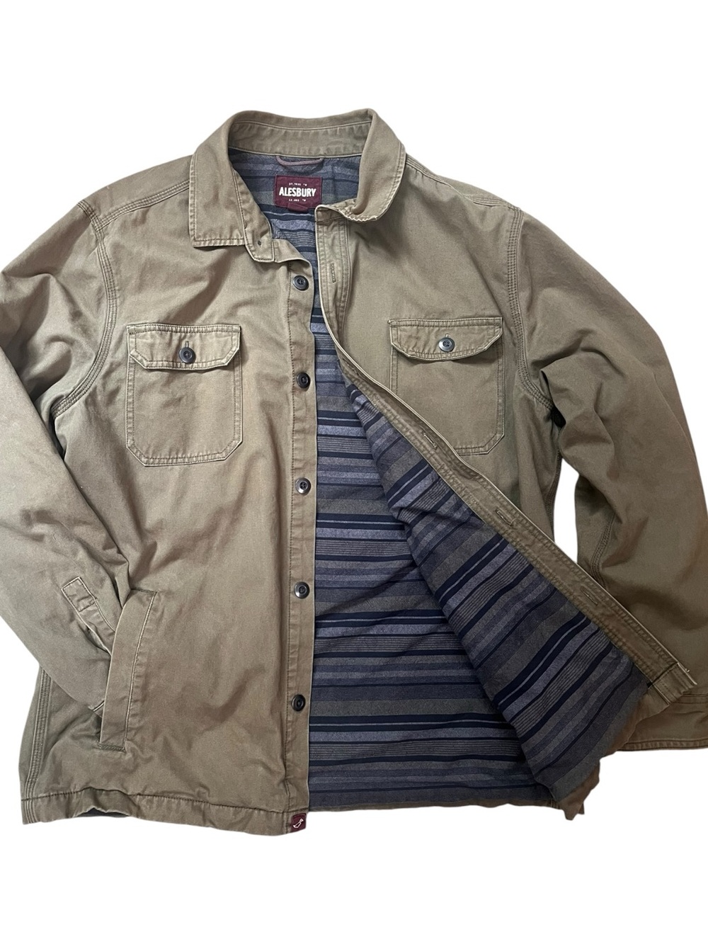 Alesbury Flannel Lined Shirt Jacket Mens XL Olive Green Shacket Fall Heavyweight